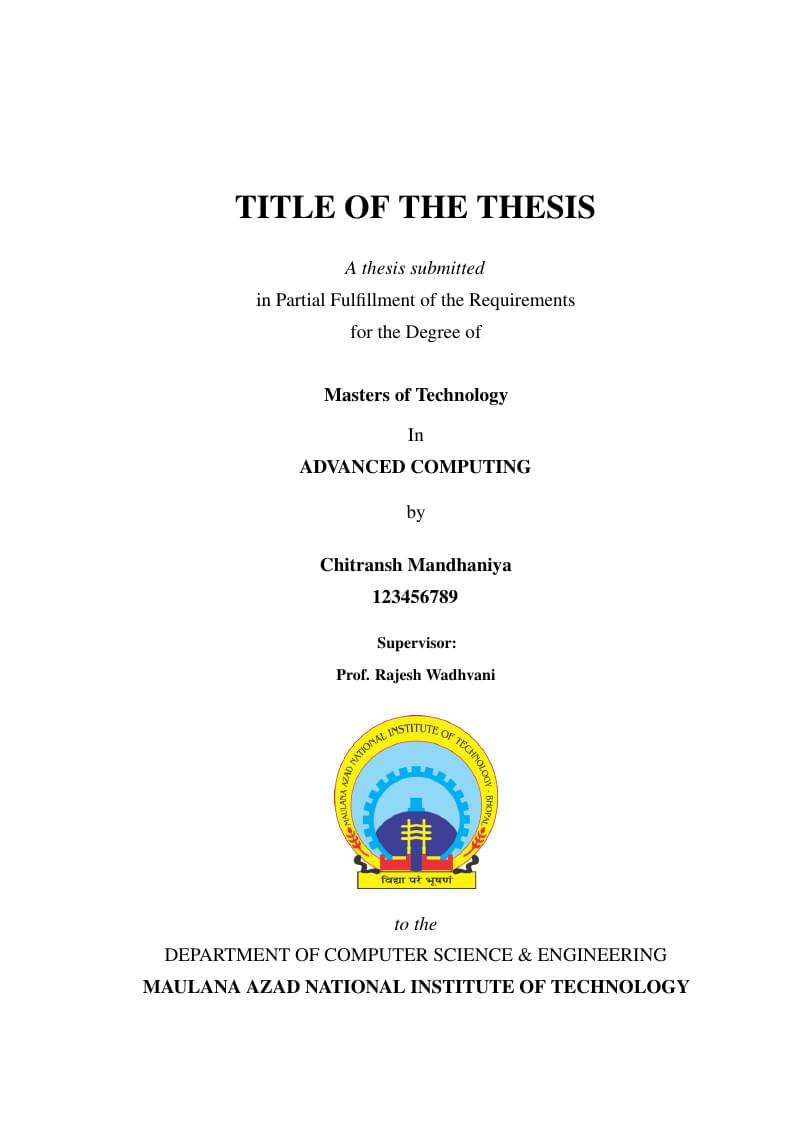 NIT Bhopal (MANIT) Thesis Template