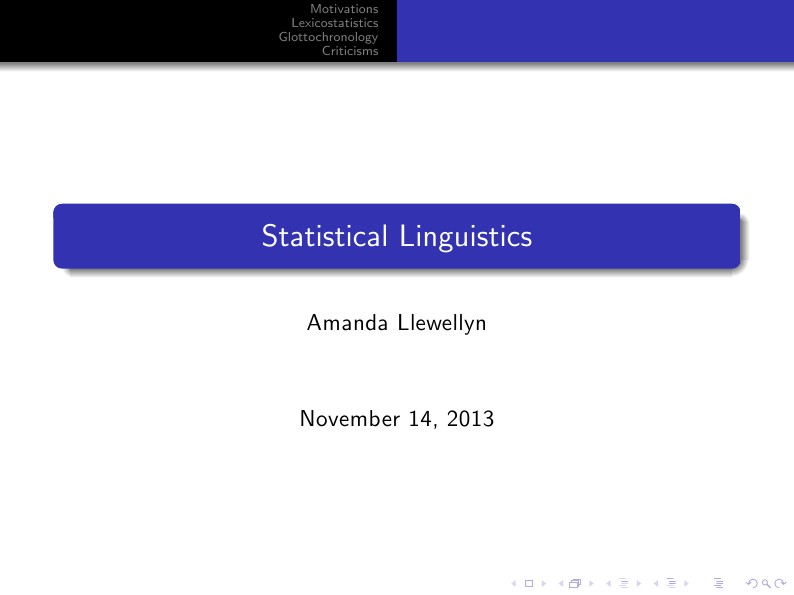 Statistical Linguistics