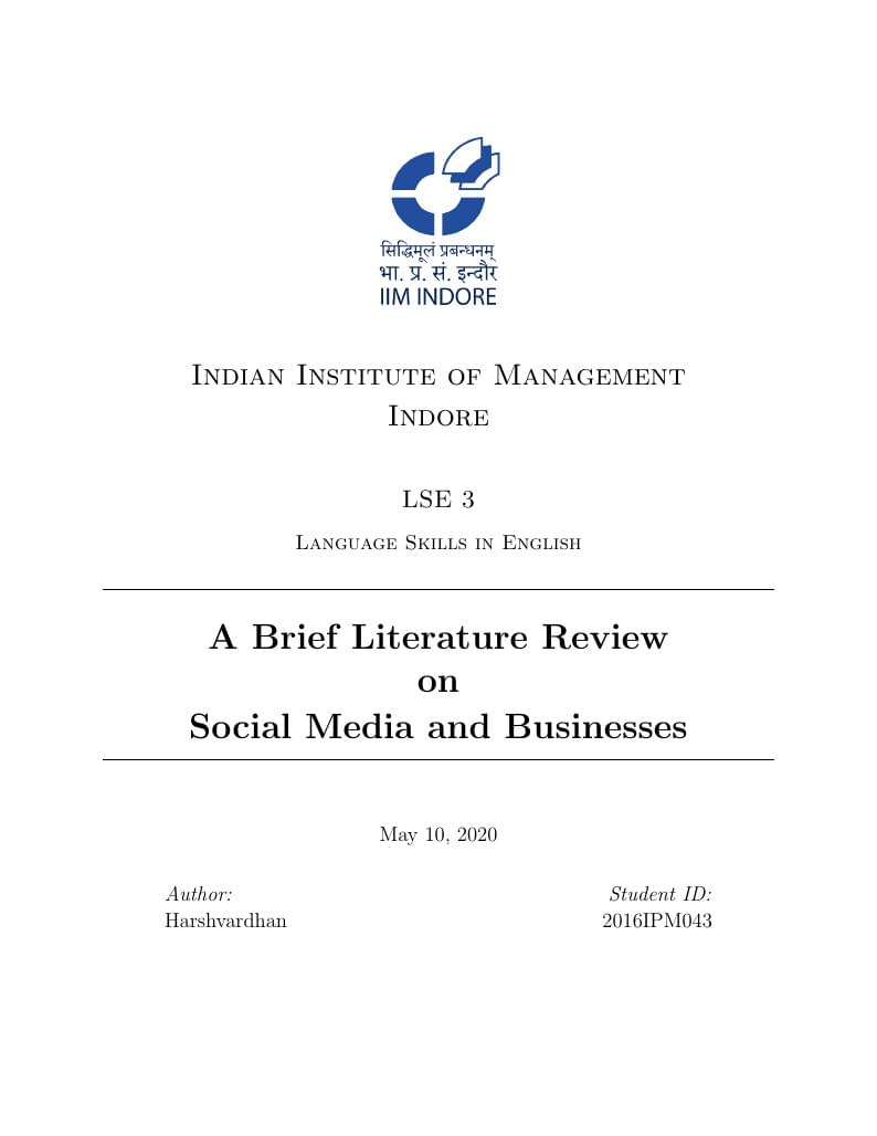 IIM Indore Assignment Template