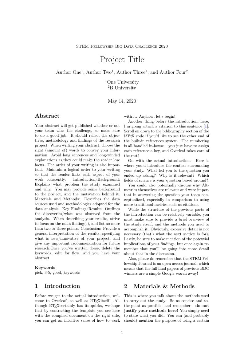 UnBDC 2020 Project Report Template