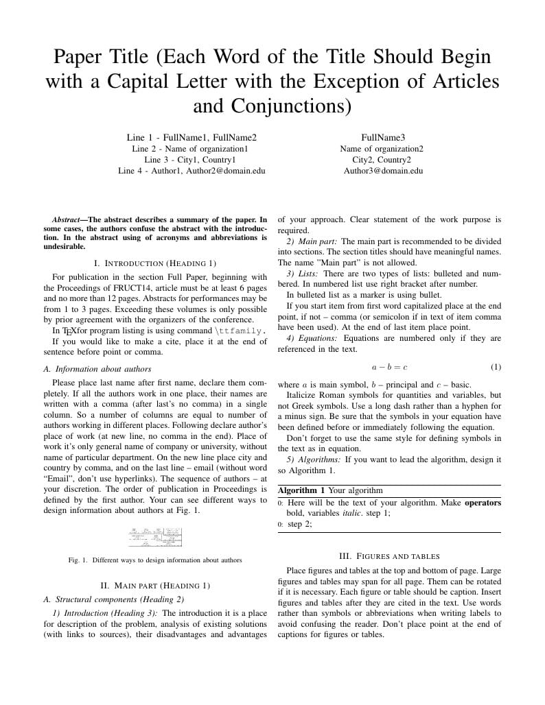 FRUCT conference paper template