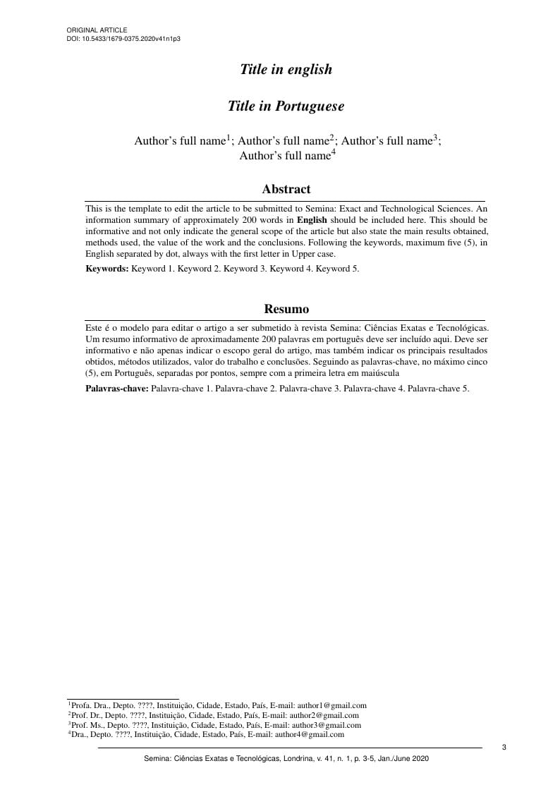 Semina: Ciências Exatas e Tecnológicas