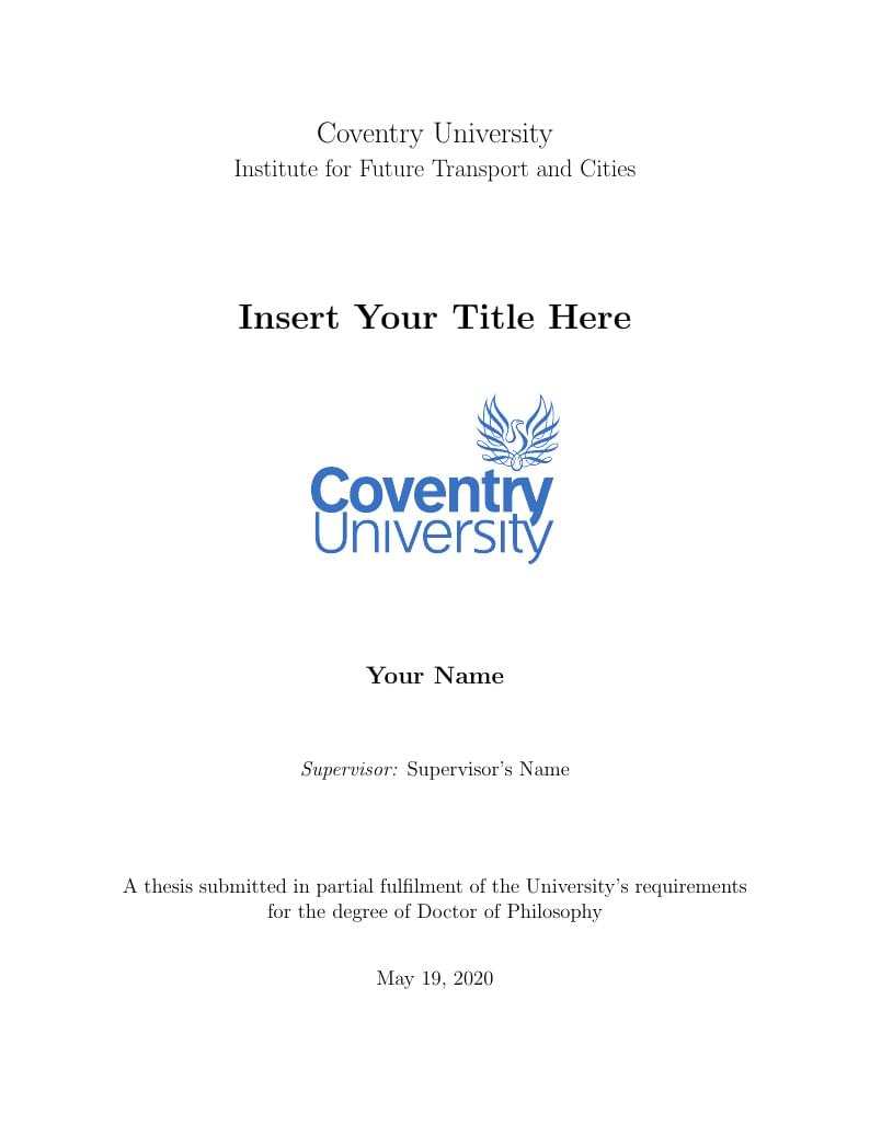 Coventry University PhD Thesis Template