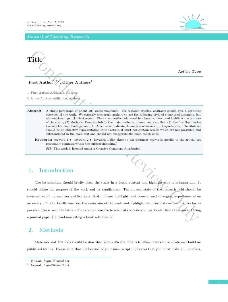 Journal of Dawning Research Template