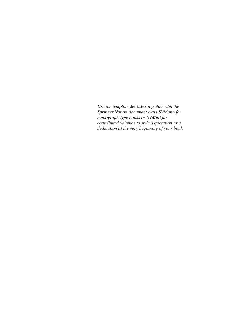 Template for Editor of a Springer Contributed Volume