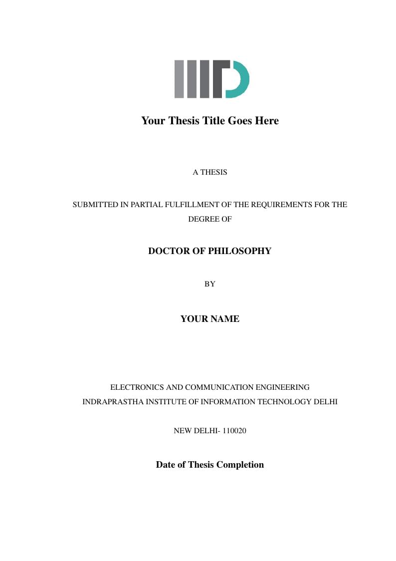 IIIT Delhi PhD Thesis Template