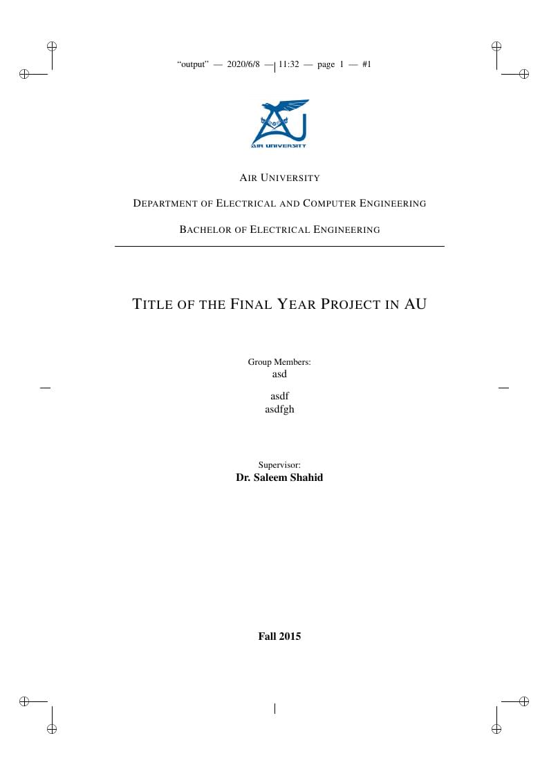 Air University FYP 1 Report Format