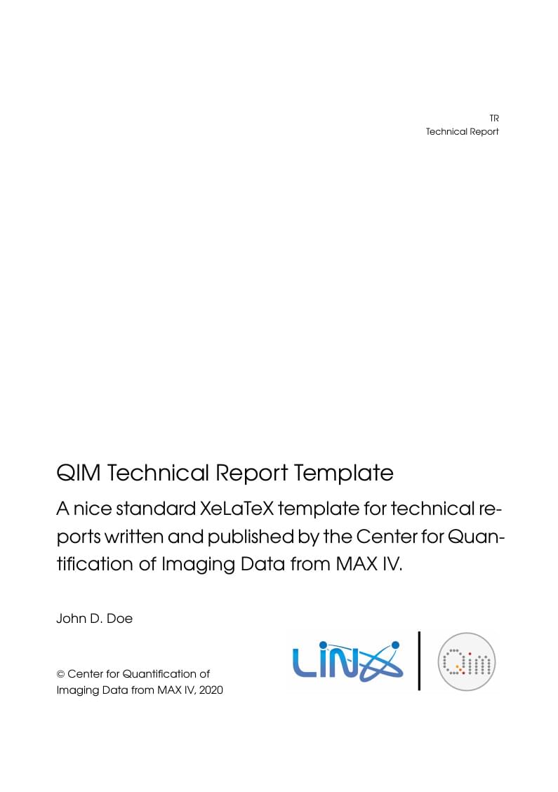QIM Technical Report Template