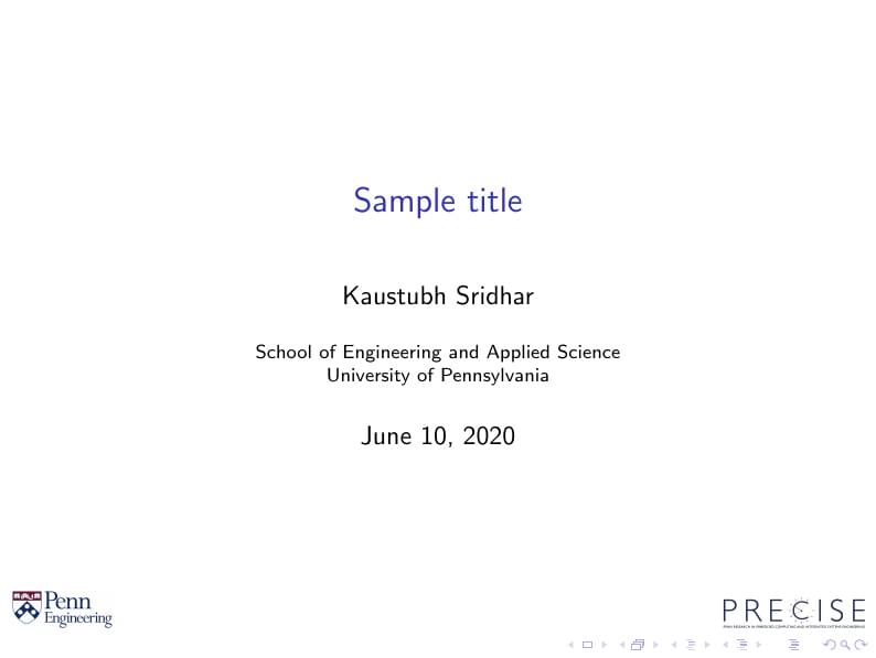 Presentation Template PRECISE Lab University of Pennsylvania
