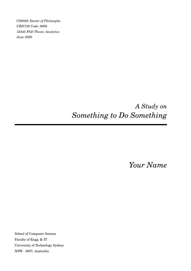 University of Technology Sydney (UTS) Thesis Template