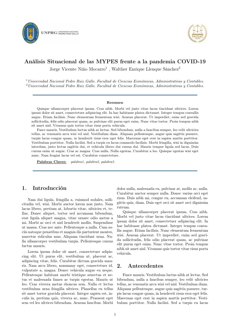 Plantilla de paper básico (FACEAC-UNPRG)