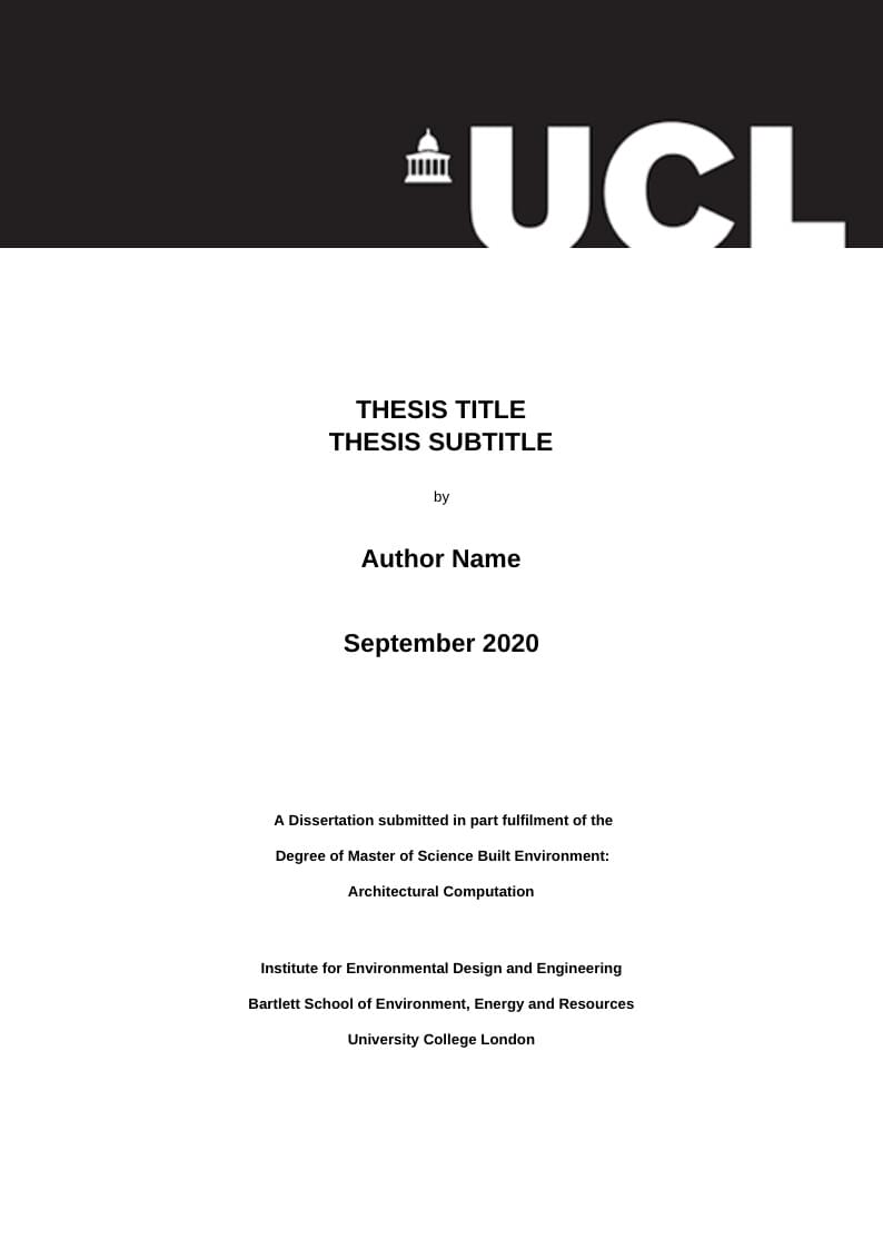 UCL Bartlett MSc Thesis Template