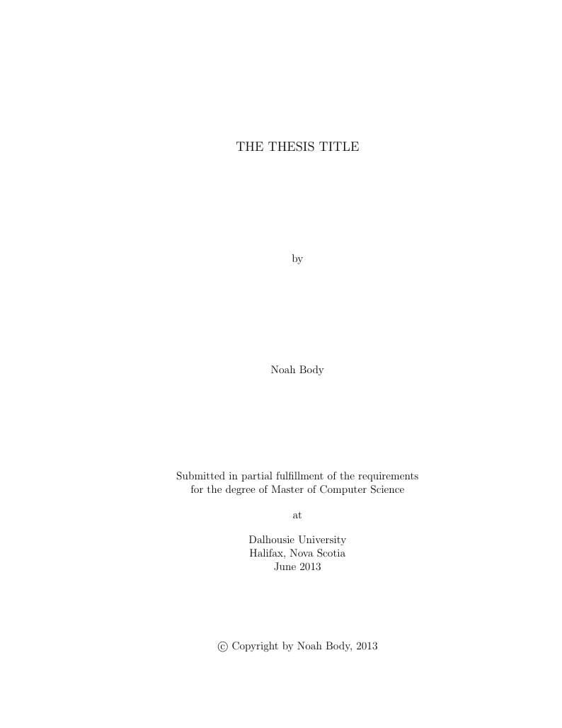 Dalhousie University thesis template