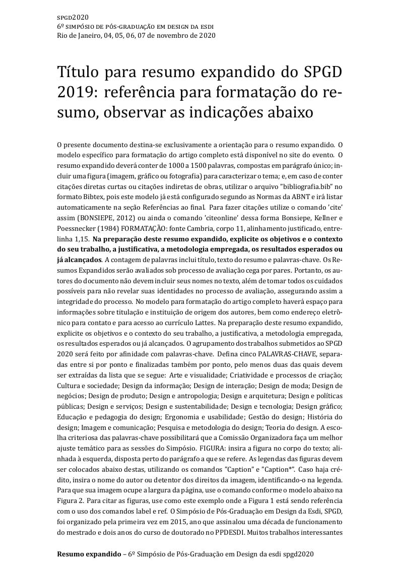 Template Resumo Expandido SPGD PPDESDI UERJ