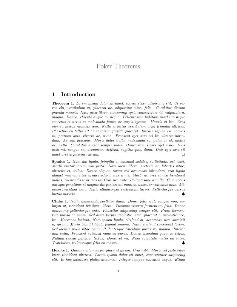 Poker Theorems