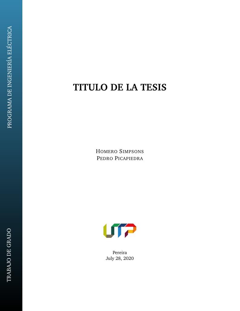 Plantilla para tesis Universidad Tecnologica de Pereira (UTP) Ingenieria Electrica