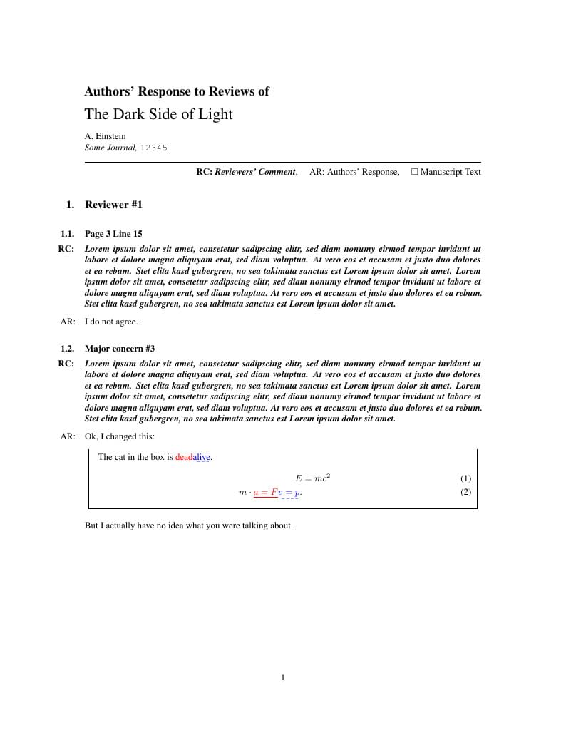 Author response to review comments