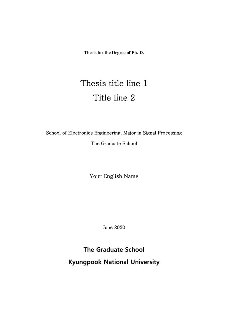 PhD Thesis Template - KNU