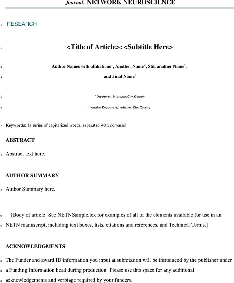 Template for submission to Network Neuroscience (NETN)