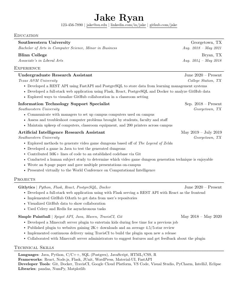 Jake's Resume