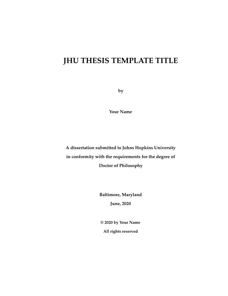 Johns Hopkins University Unofficial Thesis Template