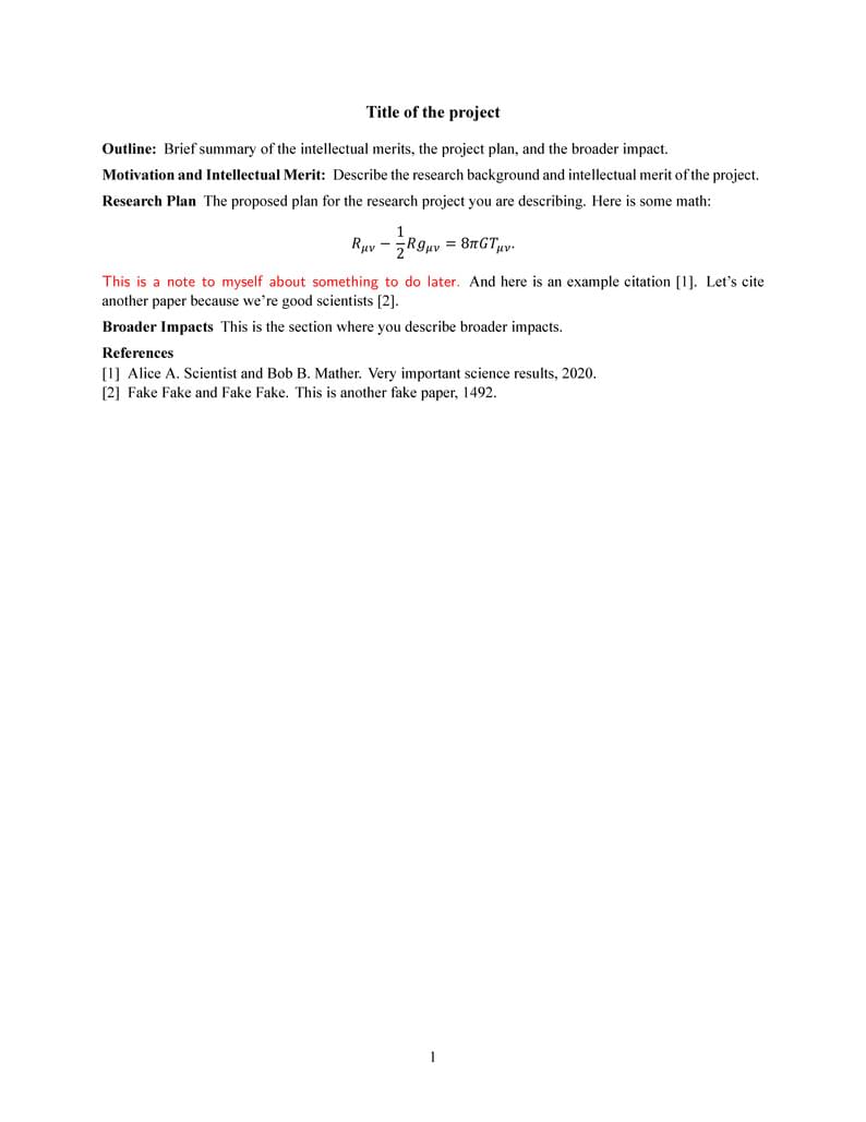 NSF GRFP Research Proposal Template