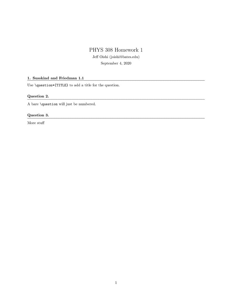 Bates College Physics Homework Template