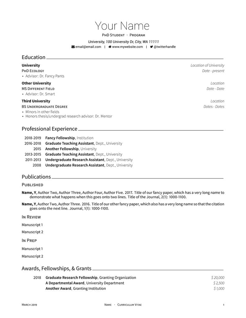 Academic CV Template