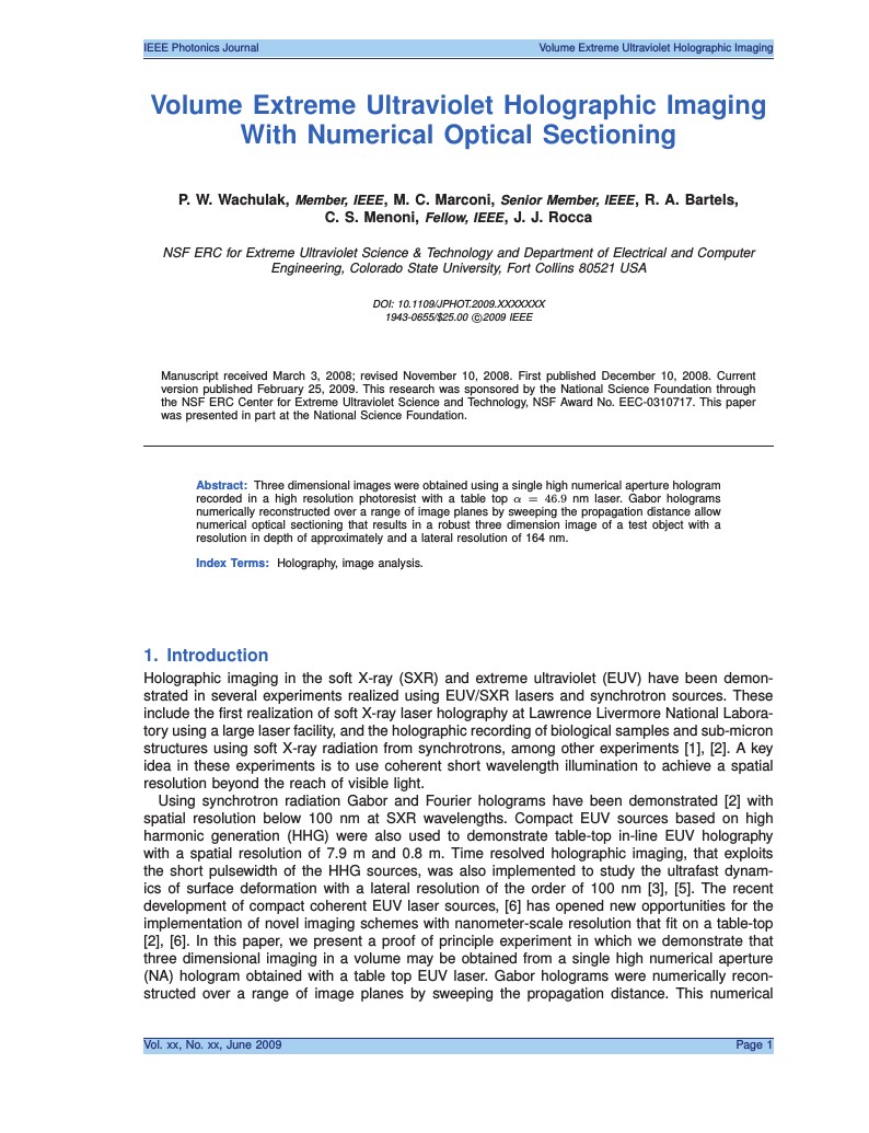 IEEE Photonics Journal Paper Template - Example Submission