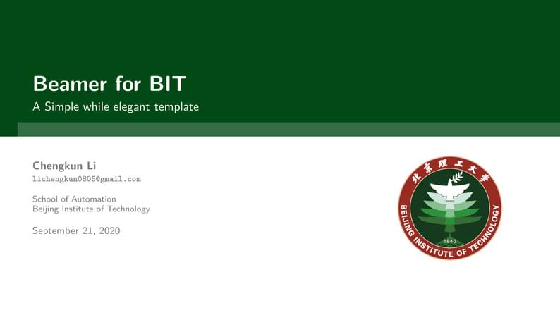 Beamer Template for Beijing Institute of Technology