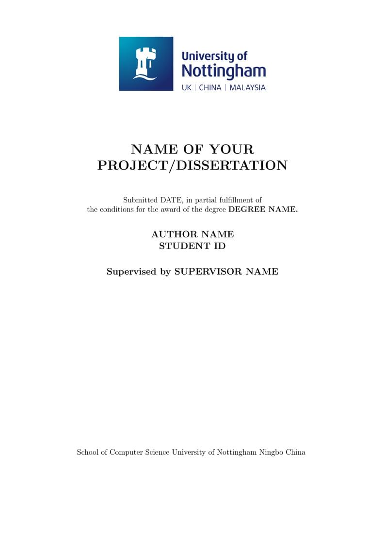 Dissertation Template UNNC