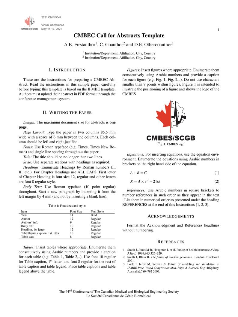 CMBEC Abstracts-- Instructions for Authors