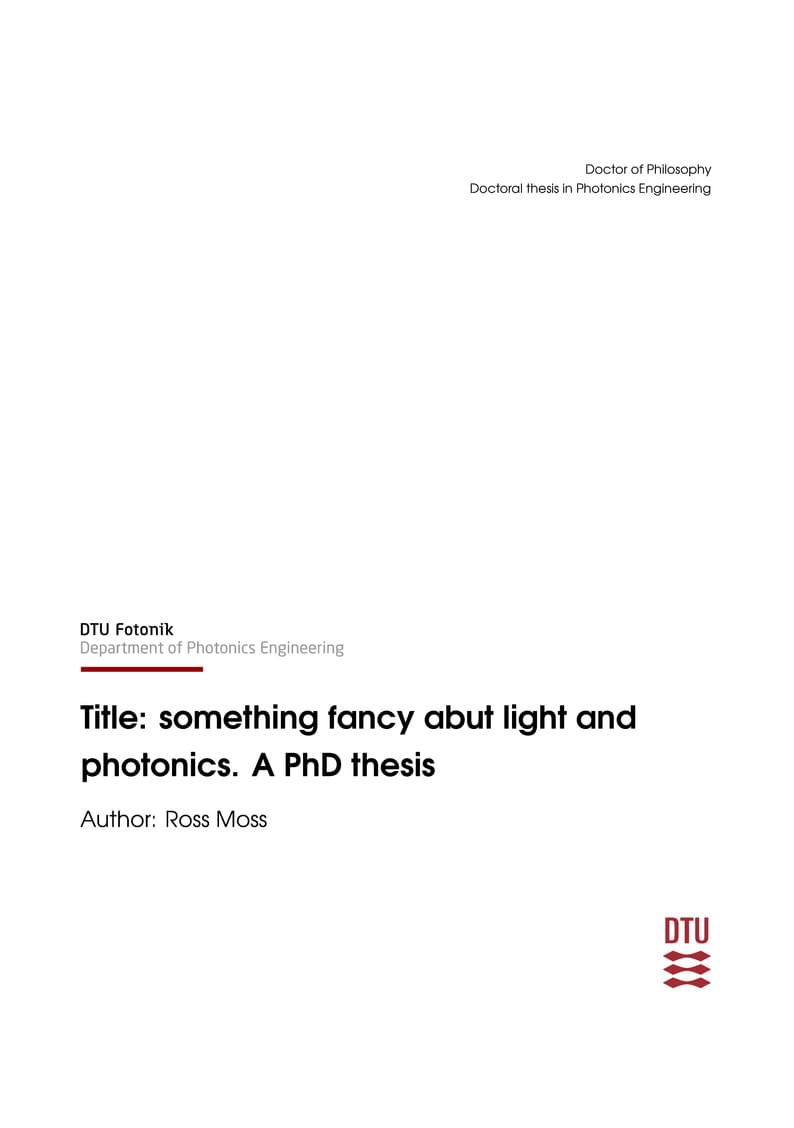 DTU Fotonik: a PhD Thesis