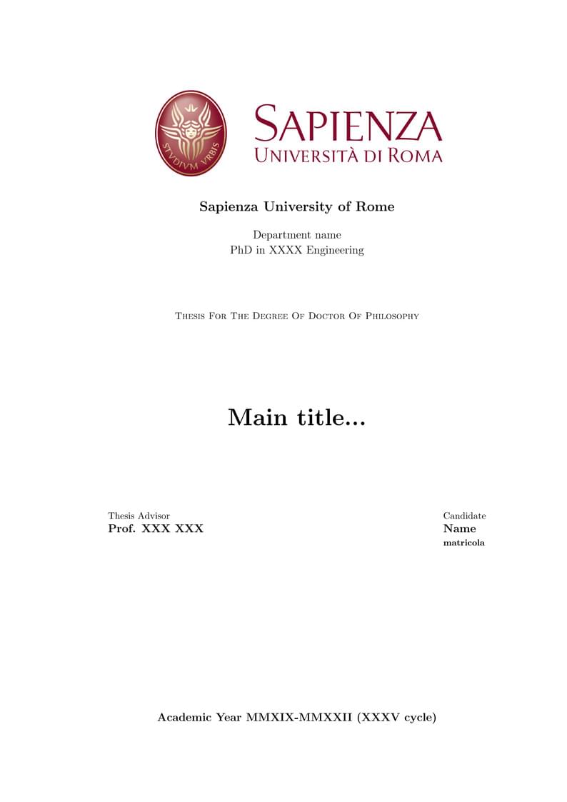 Sapienza PhD Thesis template