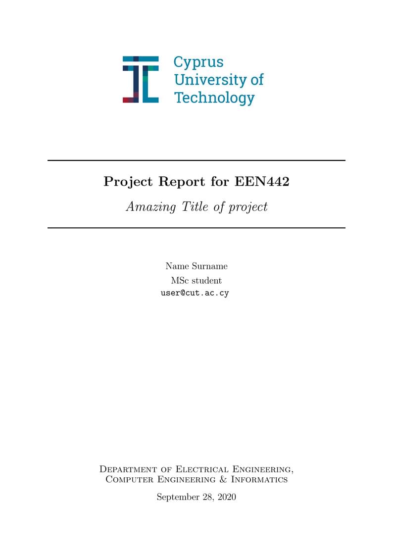 Cyprus University of Technology (TEPAK) Report Template English