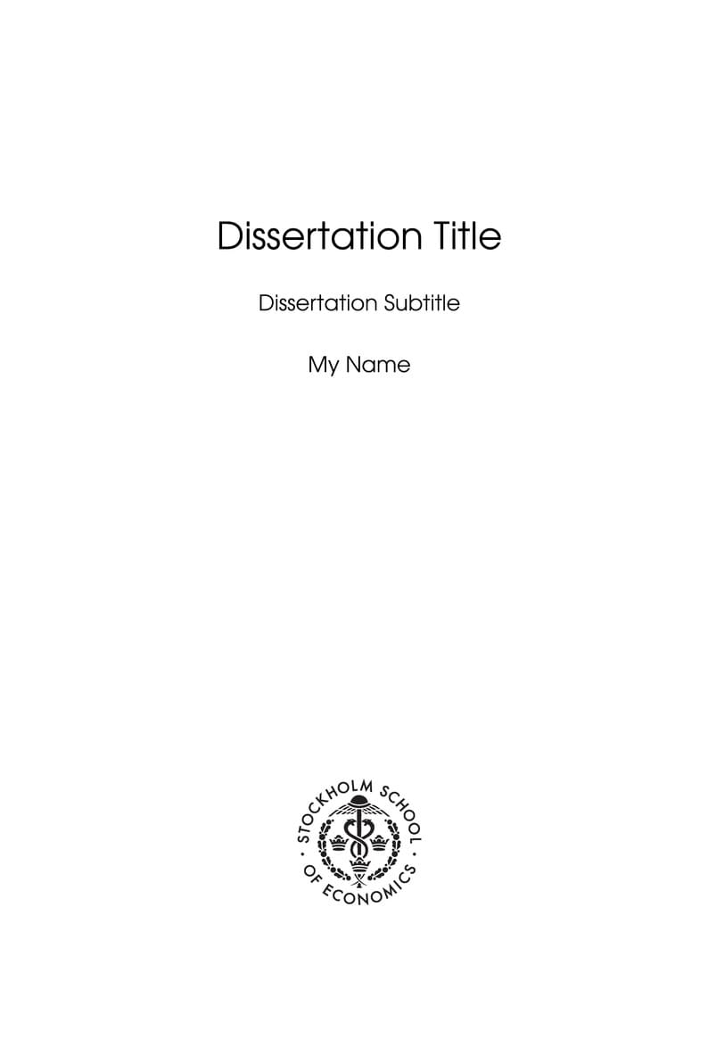 Template for doctoral dissertations at Stockholm School of Economics