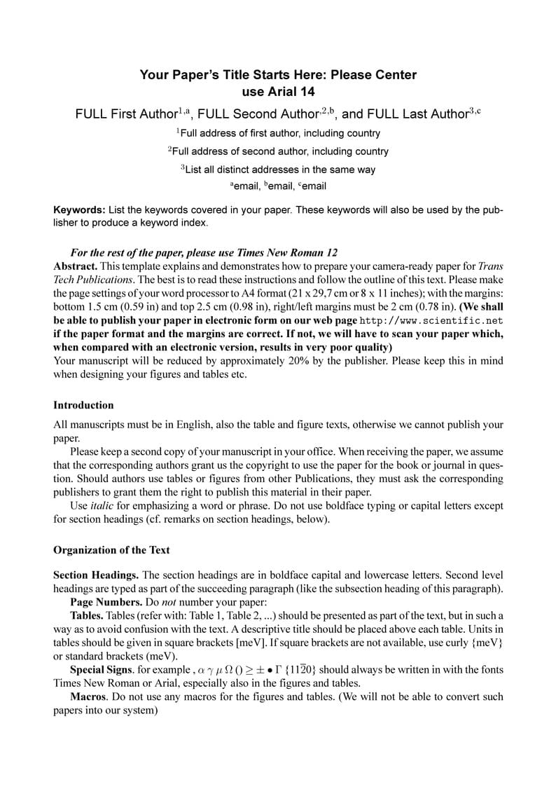 Trans Tech Publications (Scientific.NET) Template