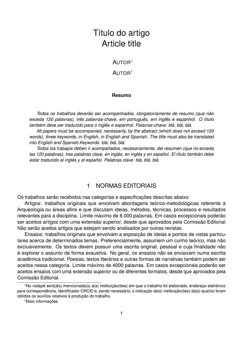 Template for submission to Revista de Arqueologia da SAB