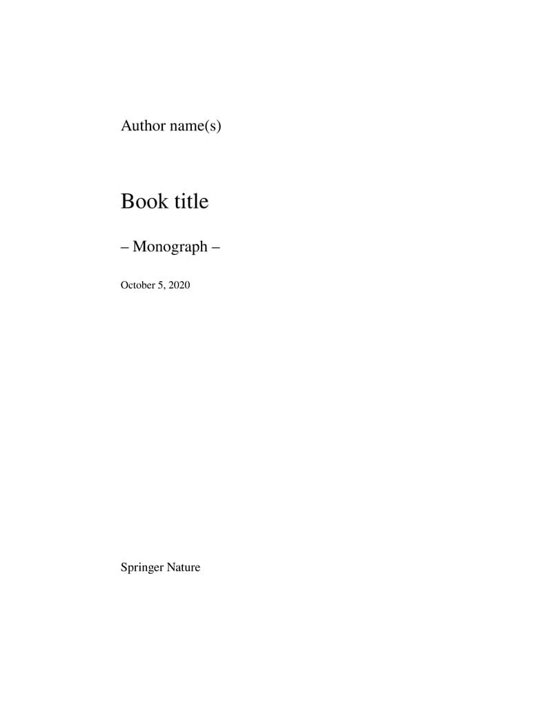 Template for Springer Monographs