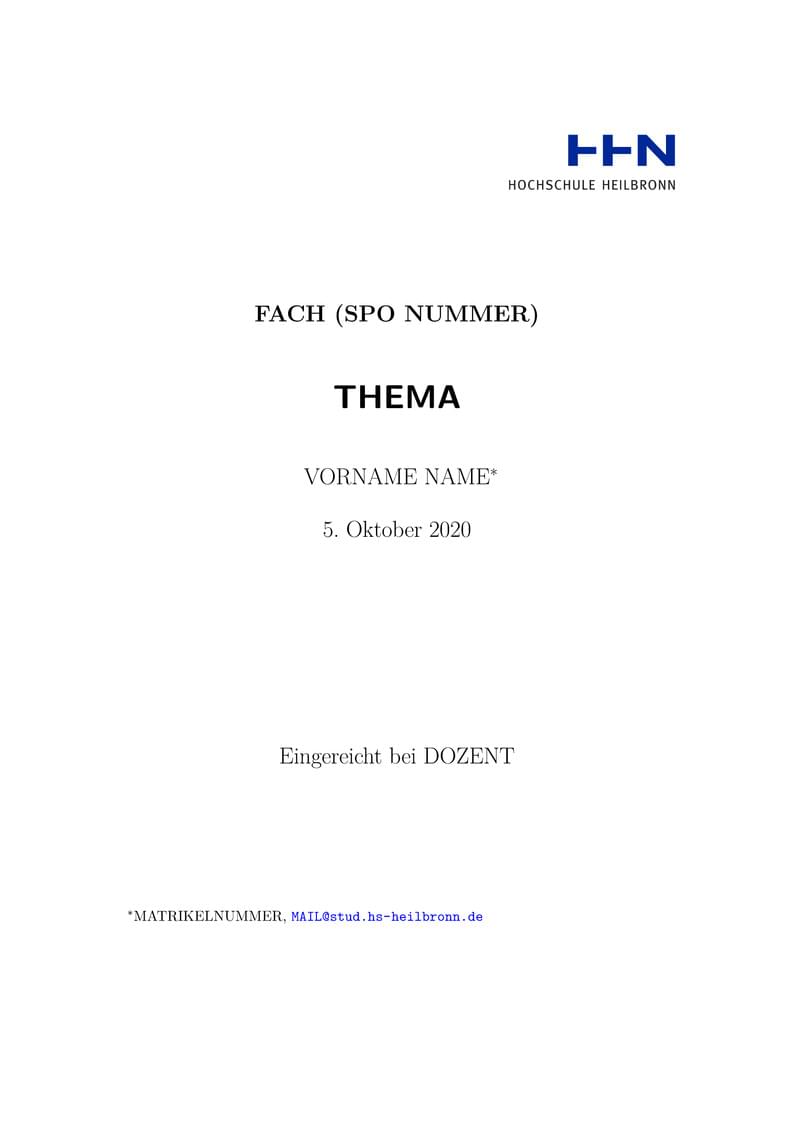 Hochschule Heilbronn Thesis (HHN-Deutsch)
