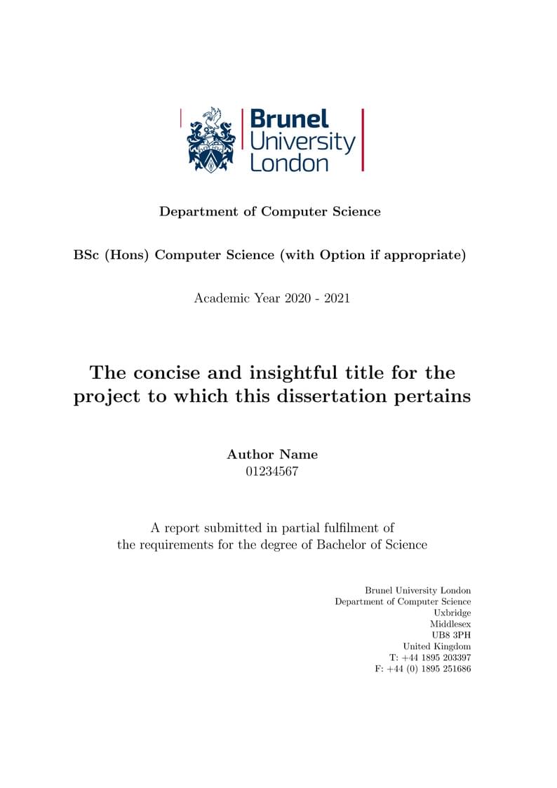 Brunel University - Bachelor Dissertation Template