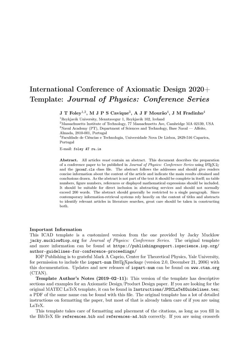 ICAD 2021 Template: Journal of Physics Conference Series
