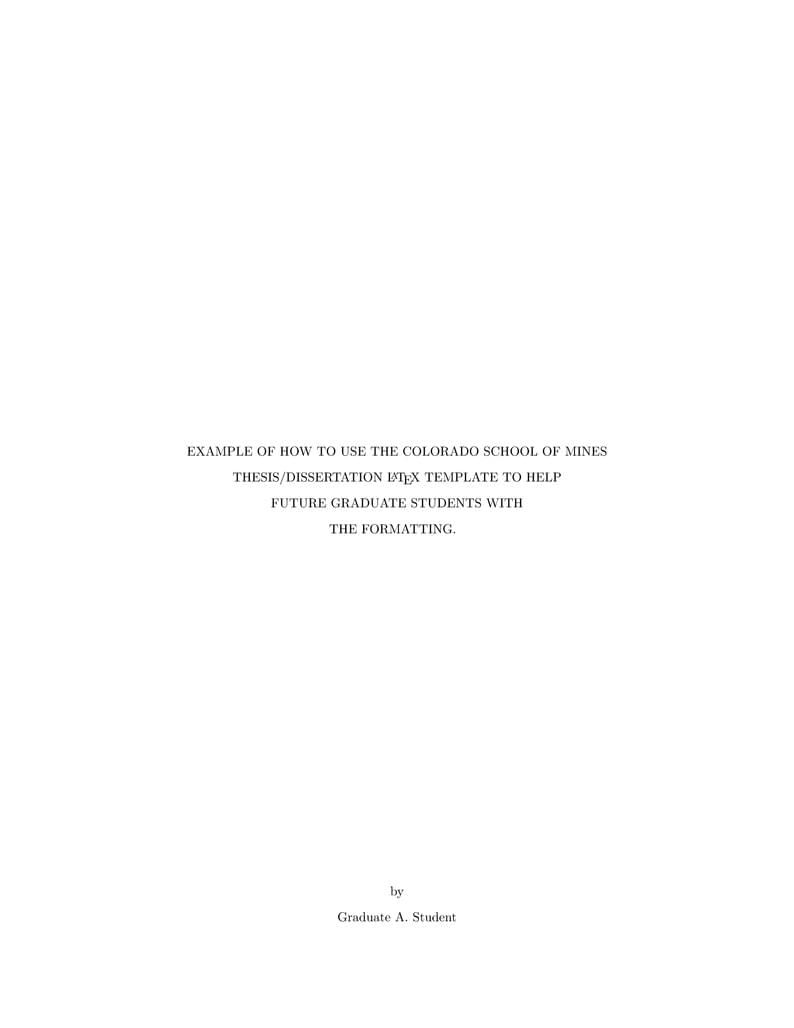 Colorado School of Mines Thesis Template