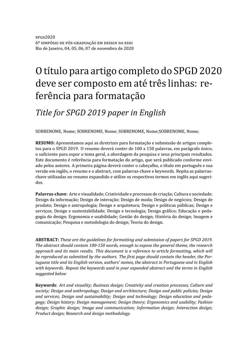 Template Artigo Completo SPGD PPDESDI UERJ