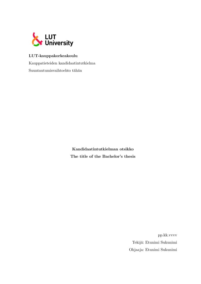 LUT-kauppakorkeakoulun kandipohja