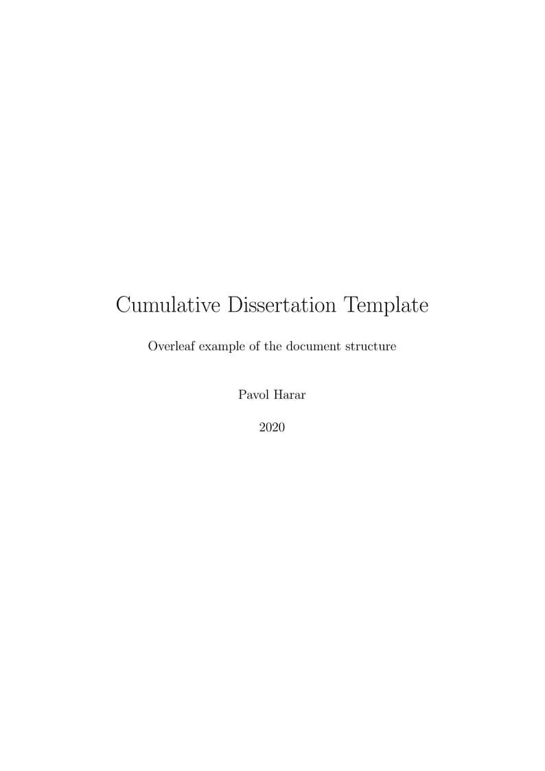 Cumulative Dissertation Template