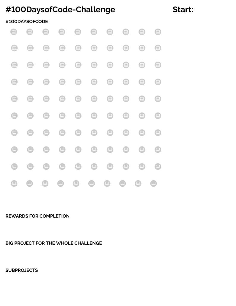 100 Days Challenge Template