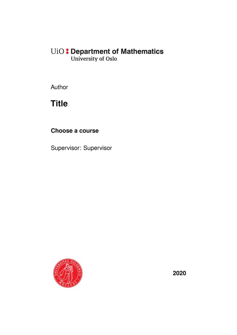 UiO Math Project Work Reports