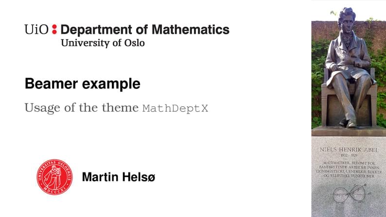 UiO Math Department Beamer Theme Widescreen