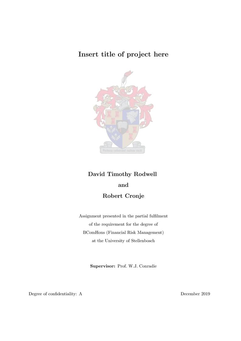Stellenbosch University Statistics and Actuarial Science Thesis Template